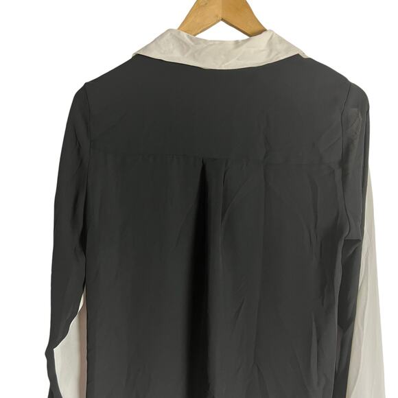 Express White Black Portofino Sheer Long Sleeve Button Up Shirt Size Small - Picture 6 of 9